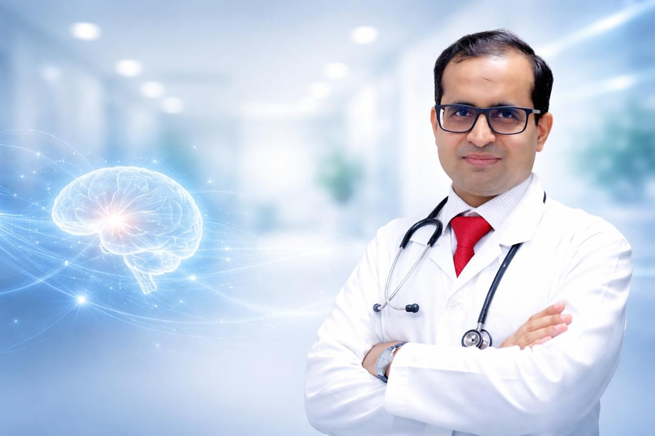 Doctor treating patient with modern equipment