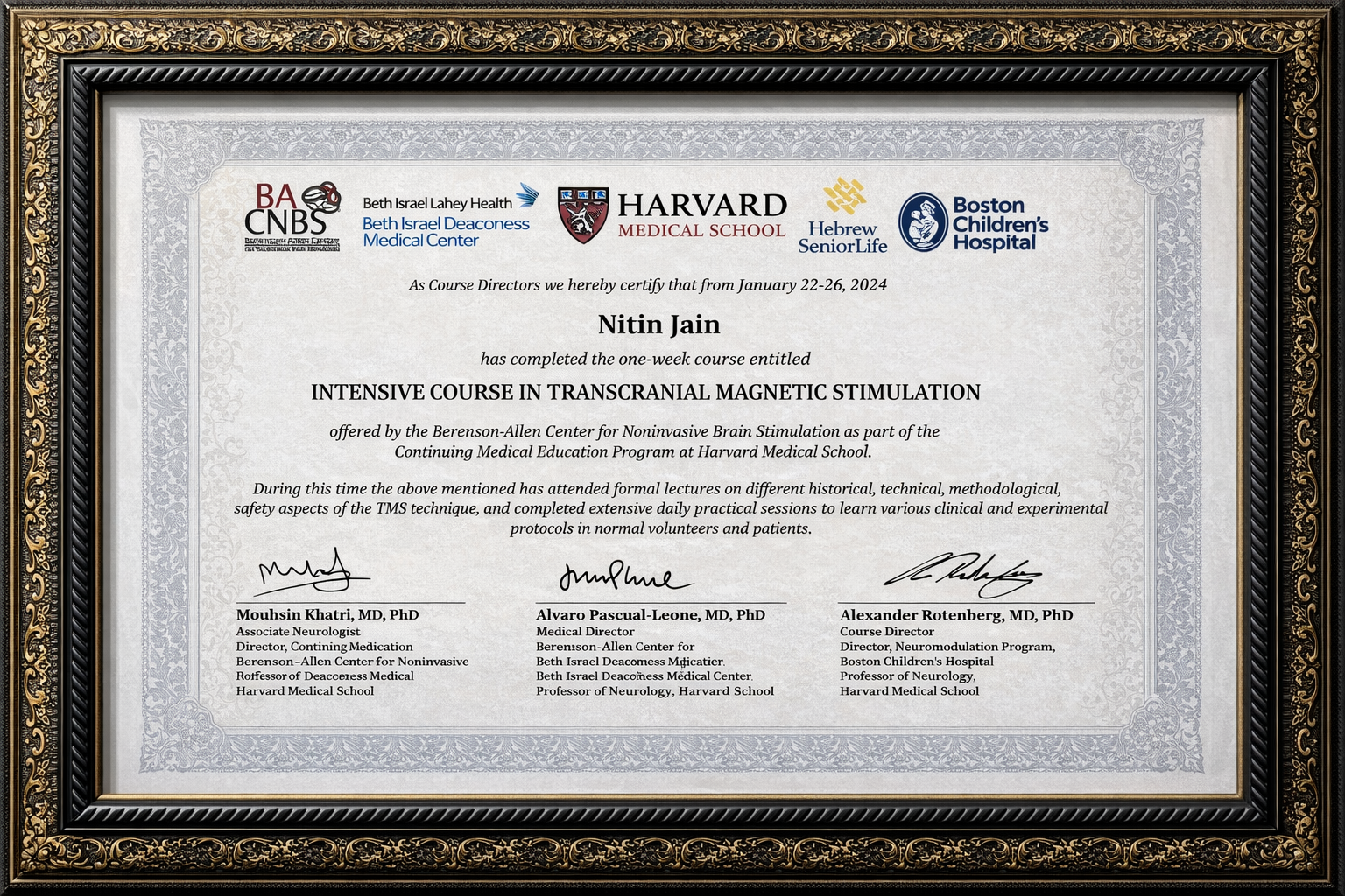 Harvard Certificate